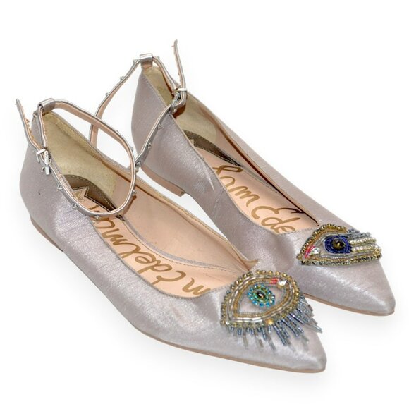 Sam Edelman Silver Halloween Party Cosplay Flirty Driving Ballet Loafers Flats 9 - Picture 3 of 12